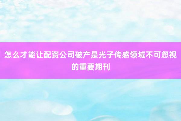 怎么才能让配资公司破产是光子传感领域不可忽视的重要期刊