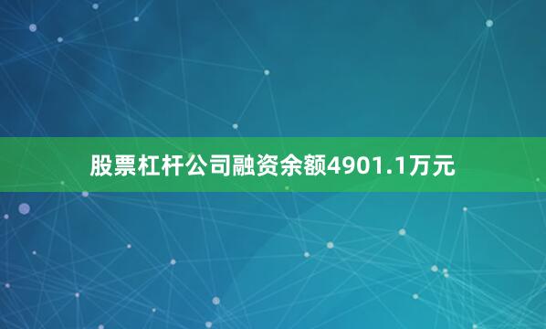 股票杠杆公司融资余额4901.1万元