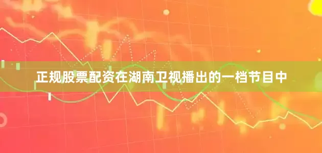 正规股票配资在湖南卫视播出的一档节目中
